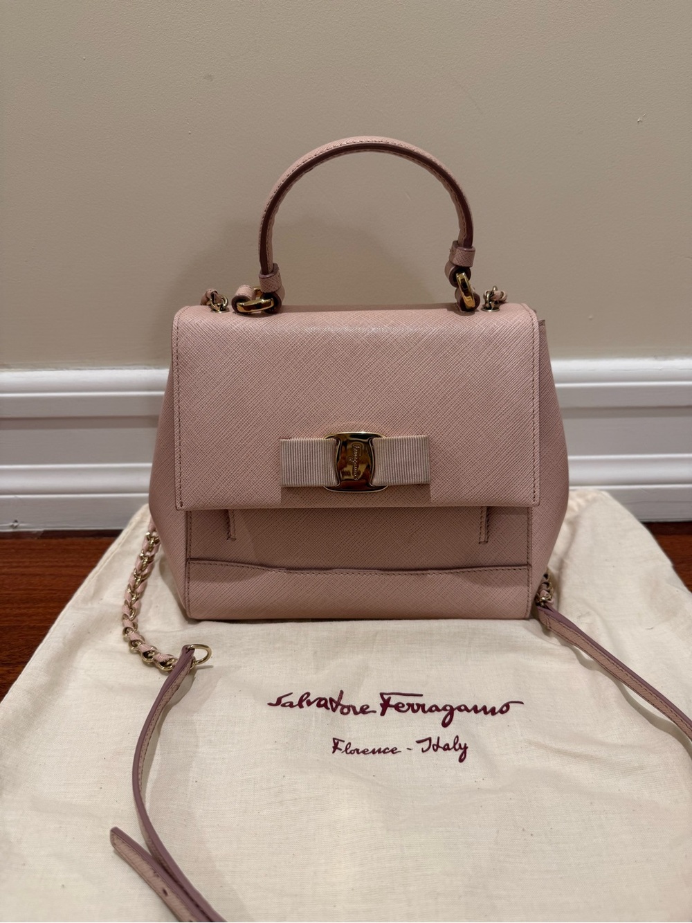 Salvatore Ferragamo Pink Vara Bow Top Handle Bag